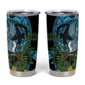 Turquoise New Zealand Kowhai And Piwakawaka Tumbler Cup Maori Ngaru Paua Shell