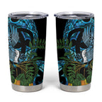 Turquoise New Zealand Kowhai And Piwakawaka Tumbler Cup Maori Ngaru Paua Shell