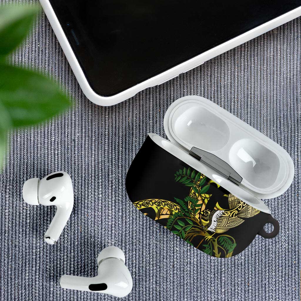 Yellow New Zealand Kowhai And Piwakawaka AirPods Case Maori Ngaru Paua Shell - Aussie Hoodie