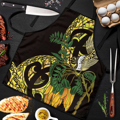 Yellow New Zealand Kowhai And Piwakawaka Apron Maori Ngaru Paua Shell - Aussie Hoodie