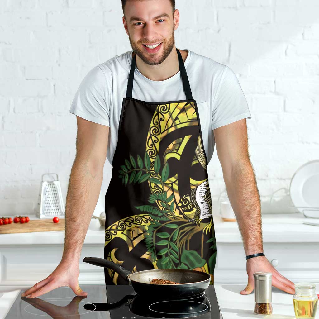 Yellow New Zealand Kowhai And Piwakawaka Apron Maori Ngaru Paua Shell - Aussie Hoodie