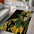 Yellow New Zealand Kowhai And Piwakawaka Area Rug Maori Ngaru Paua Shell
