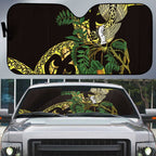 Yellow New Zealand Kowhai And Piwakawaka Auto Sun Shade Maori Ngaru Paua Shell - Aussie Hoodie