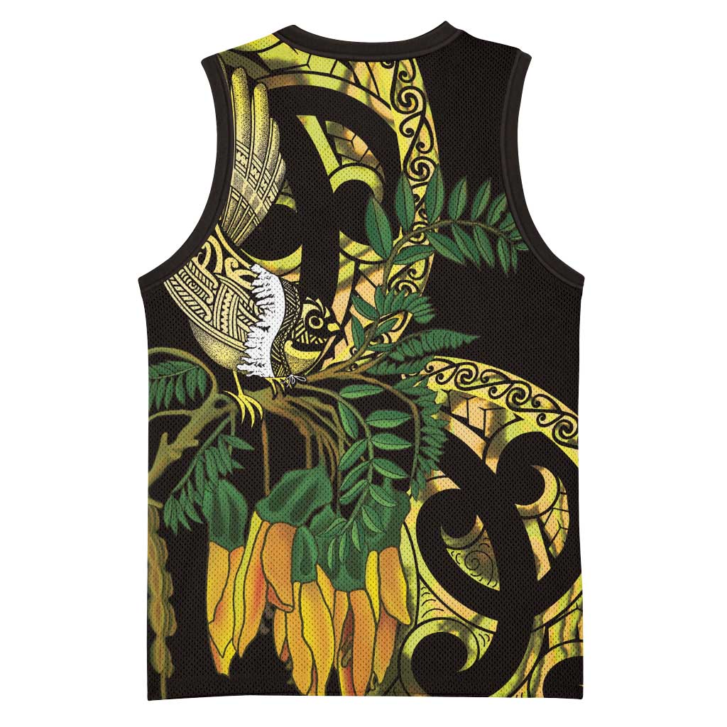 Yellow New Zealand Kowhai And Piwakawaka Basketball Jersey Maori Ngaru Paua Shell - Aussie Hoodie