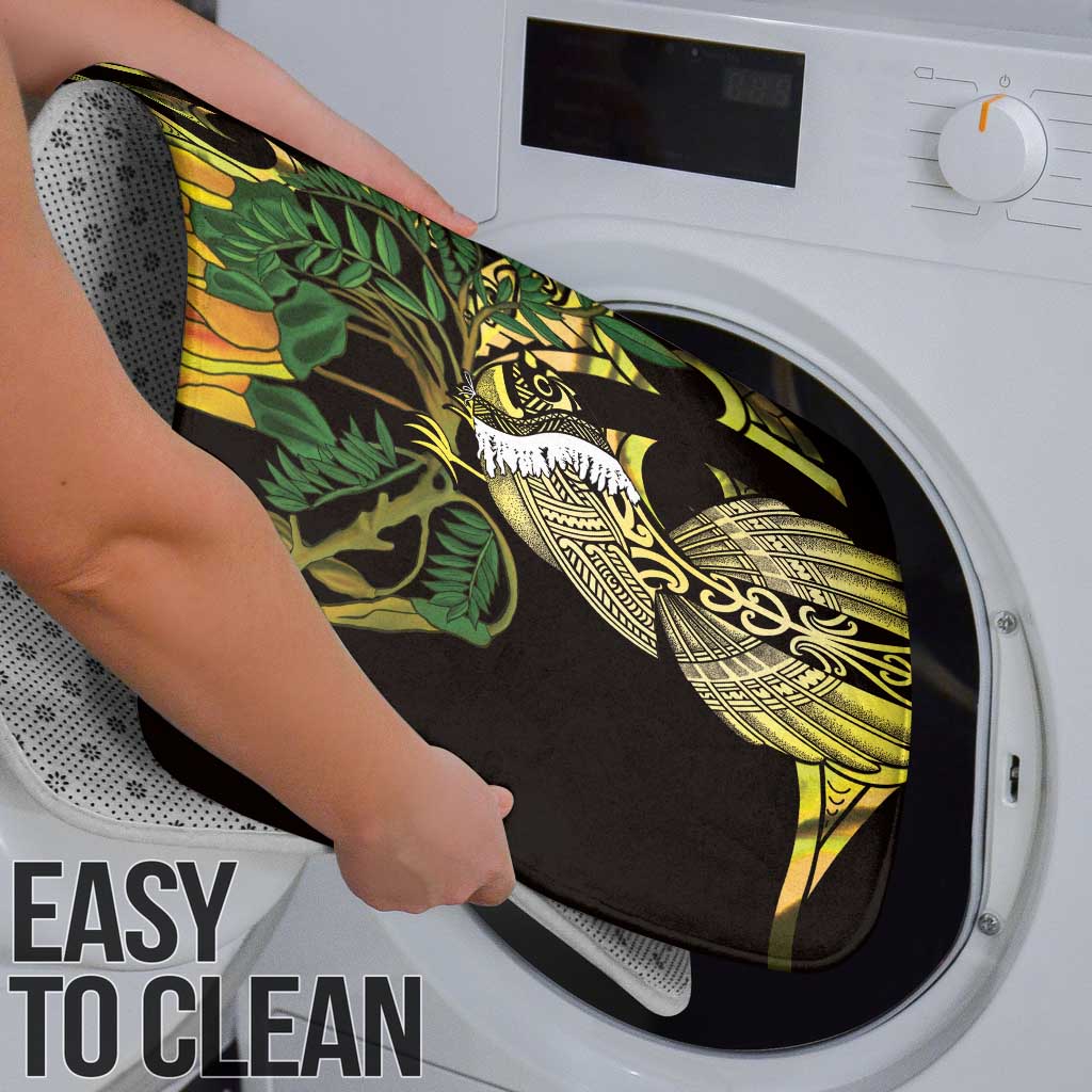 Yellow New Zealand Kowhai And Piwakawaka Bathroom Set Maori Ngaru Paua Shell - Aussie Hoodie