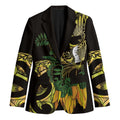 Yellow New Zealand Kowhai And Piwakawaka Blazer Maori Ngaru Paua Shell - Aussie Hoodie