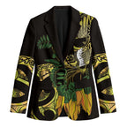 Yellow New Zealand Kowhai And Piwakawaka Blazer Maori Ngaru Paua Shell - Aussie Hoodie