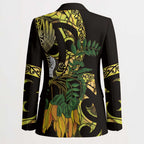 Yellow New Zealand Kowhai And Piwakawaka Blazer Maori Ngaru Paua Shell - Aussie Hoodie