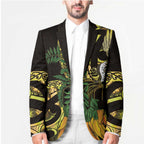 Yellow New Zealand Kowhai And Piwakawaka Blazer Maori Ngaru Paua Shell - Aussie Hoodie