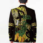 Yellow New Zealand Kowhai And Piwakawaka Blazer Maori Ngaru Paua Shell - Aussie Hoodie