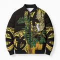 Yellow New Zealand Kowhai And Piwakawaka Bomber Puffer Jacket Maori Ngaru Paua Shell - Aussie Hoodie