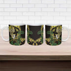 Yellow New Zealand Kowhai And Piwakawaka Ceramic Mug Maori Ngaru Paua Shell - Aussie Hoodie
