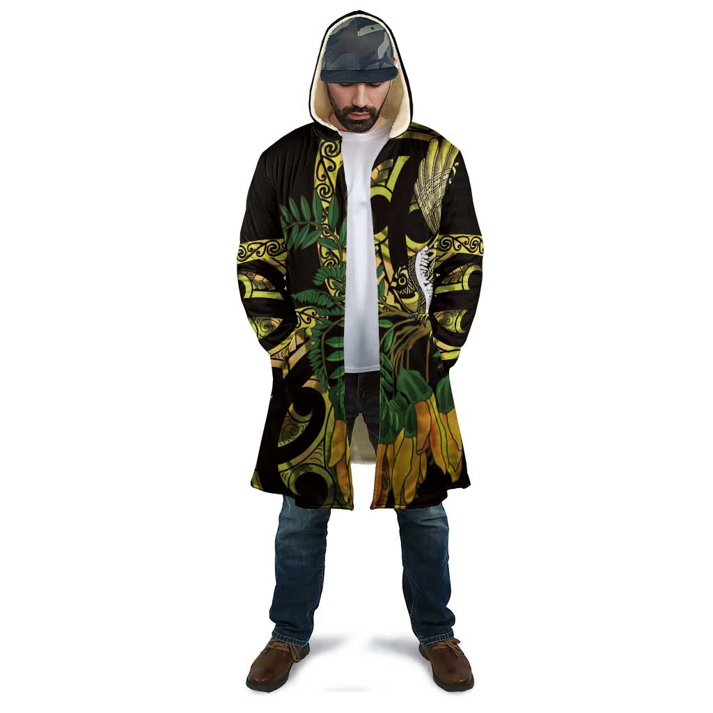 Yellow New Zealand Kowhai And Piwakawaka Cloak Maori Ngaru Paua Shell - Aussie Hoodie