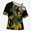 Yellow New Zealand Kowhai And Piwakawaka Cross Shoulder Shirt Maori Ngaru Paua Shell - Aussie Hoodie