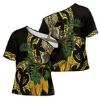 Yellow New Zealand Kowhai And Piwakawaka Cross Shoulder Shirt Maori Ngaru Paua Shell - Aussie Hoodie