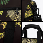 Yellow New Zealand Kowhai And Piwakawaka Duffle Bag Maori Ngaru Paua Shell
