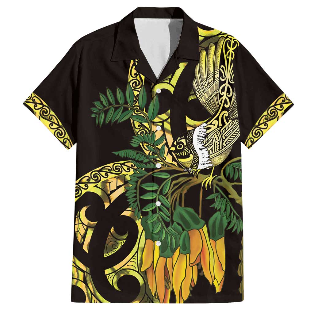 Yellow New Zealand Kowhai And Piwakawaka Family Matching Long Sleeve Bodycon Dress and Hawaiian Shirt Maori Ngaru Paua Shell
