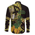 Yellow New Zealand Kowhai And Piwakawaka Family Matching Summer Maxi Dress and Hawaiian Shirt Maori Ngaru Paua Shell