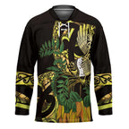 Yellow New Zealand Kowhai And Piwakawaka Hockey Jersey Maori Ngaru Paua Shell - Aussie Hoodie