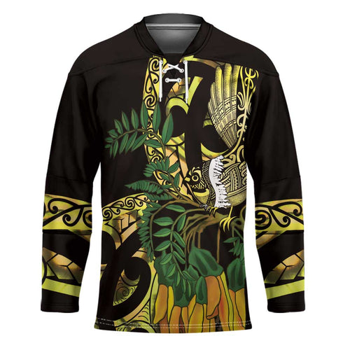 Yellow New Zealand Kowhai And Piwakawaka Hockey Jersey Maori Ngaru Paua Shell - Aussie Hoodie