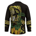 Yellow New Zealand Kowhai And Piwakawaka Hockey Jersey Maori Ngaru Paua Shell - Aussie Hoodie