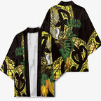 Yellow New Zealand Kowhai And Piwakawaka Kimono Maori Ngaru Paua Shell - Aussie Hoodie