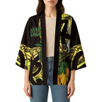 Yellow New Zealand Kowhai And Piwakawaka Kimono Maori Ngaru Paua Shell - Aussie Hoodie