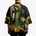 Yellow New Zealand Kowhai And Piwakawaka Kimono Maori Ngaru Paua Shell - Aussie Hoodie