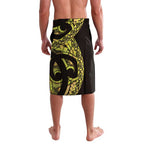 Yellow New Zealand Kowhai And Piwakawaka Lavalava Maori Ngaru Paua Shell