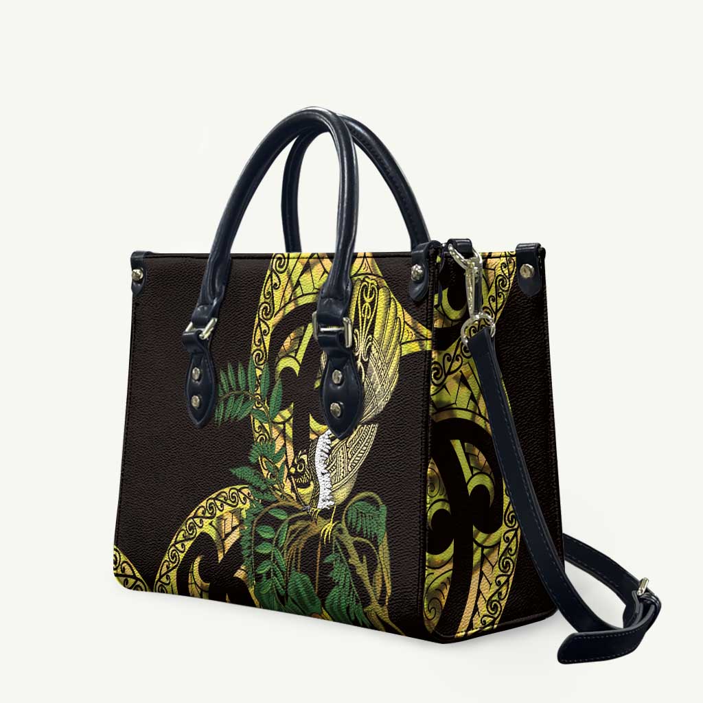 Yellow New Zealand Kowhai And Piwakawaka Leather Bag Maori Ngaru Paua Shell - Aussie Hoodie