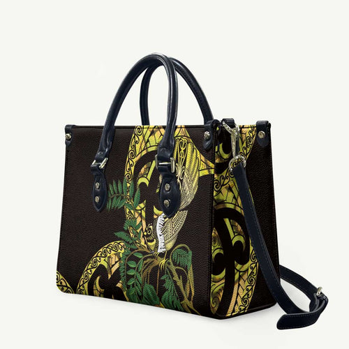 Yellow New Zealand Kowhai And Piwakawaka Leather Bag Maori Ngaru Paua Shell - Aussie Hoodie