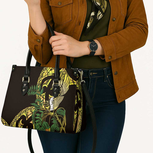 Yellow New Zealand Kowhai And Piwakawaka Leather Bag Maori Ngaru Paua Shell - Aussie Hoodie