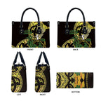 Yellow New Zealand Kowhai And Piwakawaka Leather Bag Maori Ngaru Paua Shell - Aussie Hoodie
