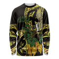 Yellow New Zealand Kowhai And Piwakawaka Long Sleeve Shirt Maori Ngaru Paua Shell