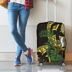 Yellow New Zealand Kowhai And Piwakawaka Luggage Cover Maori Ngaru Paua Shell