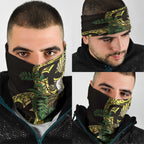 Yellow New Zealand Kowhai And Piwakawaka Neck Gaiter Maori Ngaru Paua Shell - Aussie Hoodie