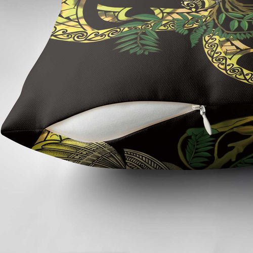 Yellow New Zealand Kowhai And Piwakawaka Pillow Cover Maori Ngaru Paua Shell - Aussie Hoodie