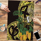 Yellow New Zealand Kowhai And Piwakawaka Puzzle Maori Ngaru Paua Shell - Aussie Hoodie