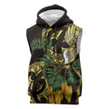 Yellow New Zealand Kowhai And Piwakawaka Sleeveless Hoodie Maori Ngaru Paua Shell - Aussie Hoodie