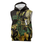 Yellow New Zealand Kowhai And Piwakawaka Sleeveless Zip Hoodie Maori Ngaru Paua Shell LT14