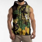 Yellow New Zealand Kowhai And Piwakawaka Sleeveless Zip Hoodie Maori Ngaru Paua Shell LT14