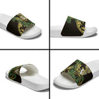 Yellow New Zealand Kowhai And Piwakawaka Slide Sandals Maori Ngaru Paua Shell - Aussie Hoodie