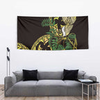 Yellow New Zealand Kowhai And Piwakawaka Tapestry Maori Ngaru Paua Shell