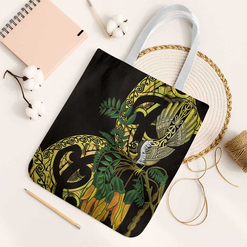 Yellow New Zealand Kowhai And Piwakawaka Tote Bag Maori Ngaru Paua Shell - Aussie Hoodie
