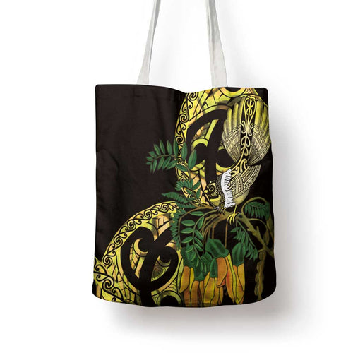 Yellow New Zealand Kowhai And Piwakawaka Tote Bag Maori Ngaru Paua Shell - Aussie Hoodie