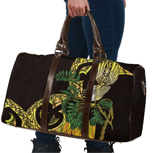 Yellow New Zealand Kowhai And Piwakawaka Travel Bag Maori Ngaru Paua Shell - Aussie Hoodie