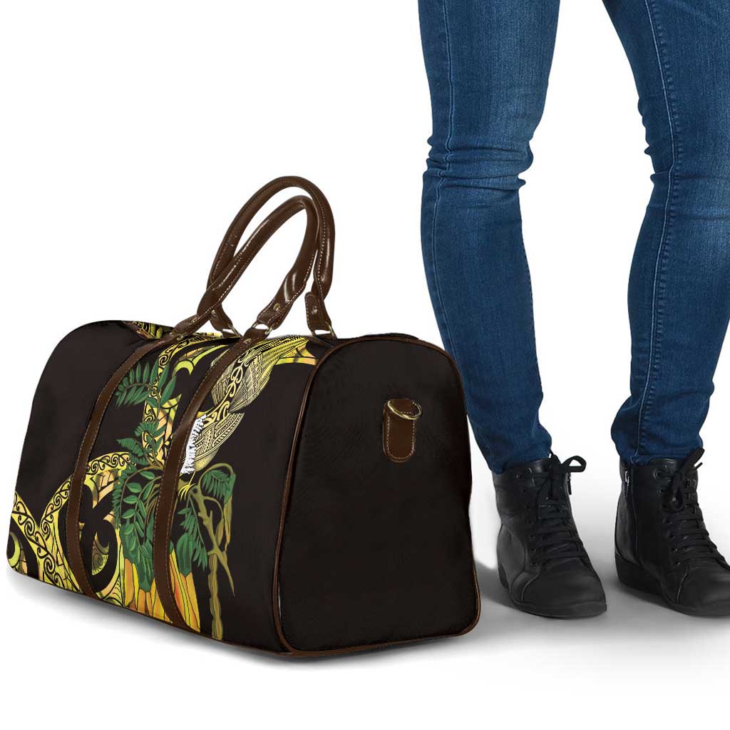 Yellow New Zealand Kowhai And Piwakawaka Travel Bag Maori Ngaru Paua Shell - Aussie Hoodie