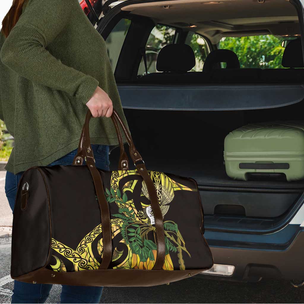 Yellow New Zealand Kowhai And Piwakawaka Travel Bag Maori Ngaru Paua Shell - Aussie Hoodie