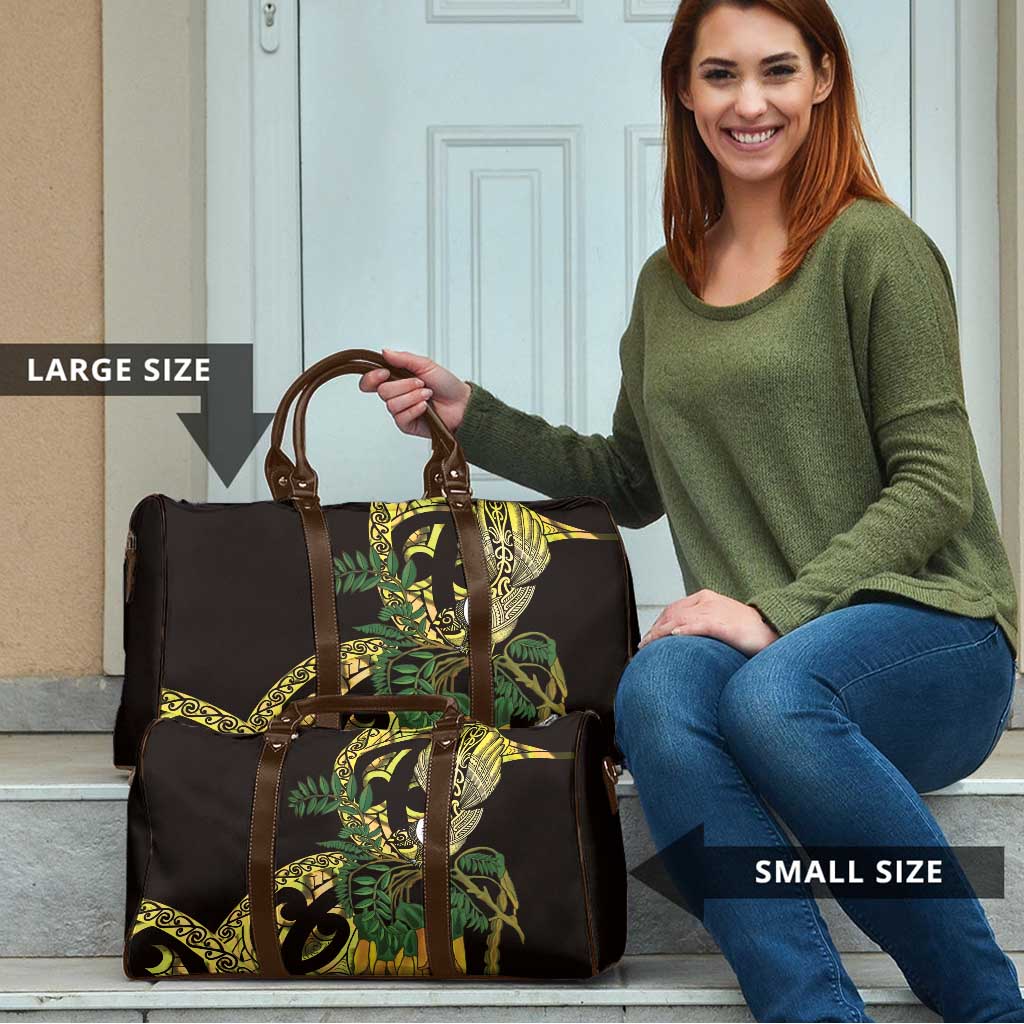 Yellow New Zealand Kowhai And Piwakawaka Travel Bag Maori Ngaru Paua Shell - Aussie Hoodie
