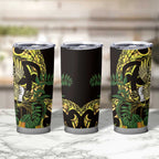 Yellow New Zealand Kowhai And Piwakawaka Tumbler Cup Maori Ngaru Paua Shell